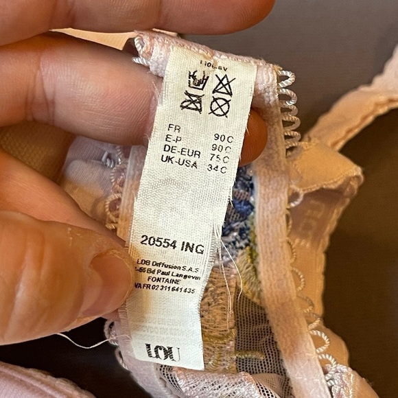 LOU French Vintage Lingerie size 34C Lace Floral Bra NWOT - Picture 3 of 4